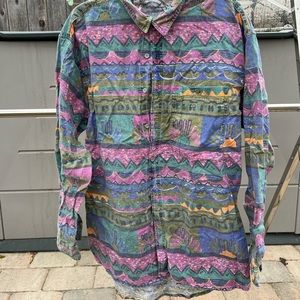 Vintage Pier Connections Button up Long Sleeve Sunset & Waves print